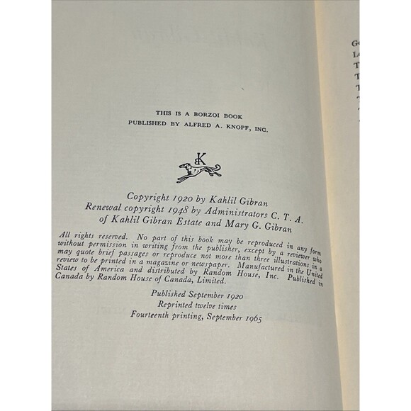 The Forerunner  His Parables and  Poems Kahlil Gibran 1965 14th Printing - Picture 6 of 8